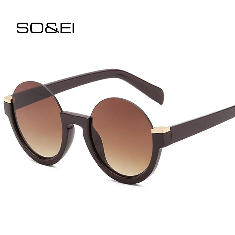 Women Unique Round Half Frame Design Gradient Lenses Sunglasses UV400