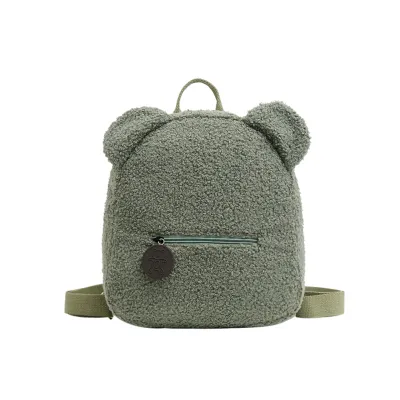 Women Cute Bear Shape Plush Backpack with Zipper