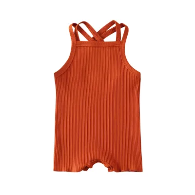 Baby Basic Solid Color Sleeveless Cotton Romper Unisex