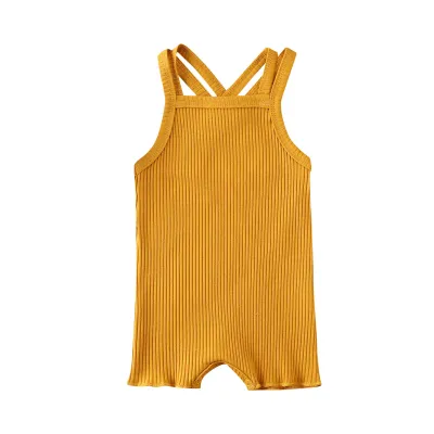 Baby Basic Solid Color Sleeveless Cotton Romper Unisex