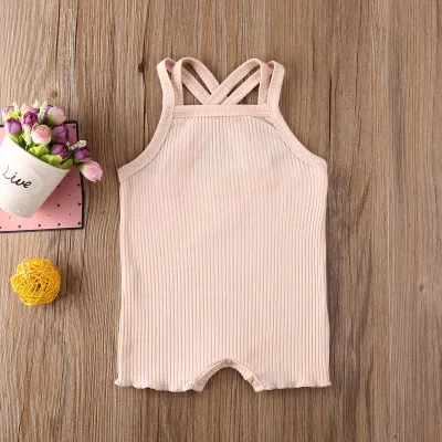 Baby Basic Solid Color Sleeveless Cotton Romper Unisex