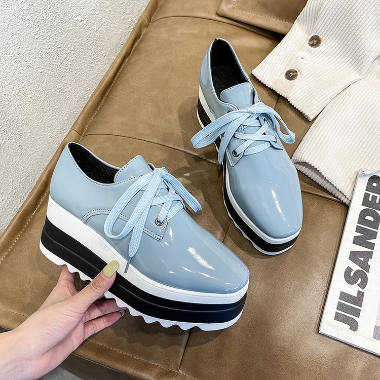 靴 lawgy different material platform shoes Wholesale Size:4.5-8.5 Women Leisure Platform Lace Up Sneakers