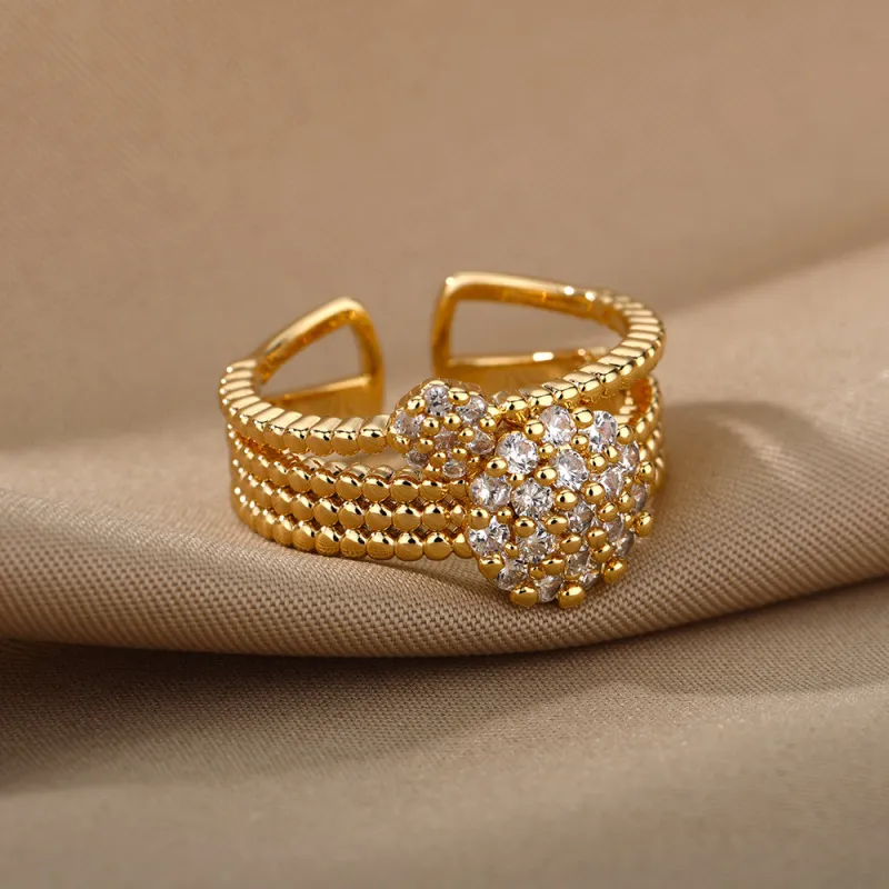 Women Exquisite Zircon Decoration Wedding Metal Ring