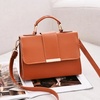 Women Basic Flap Design Solid Color PU Shoulder Bag
