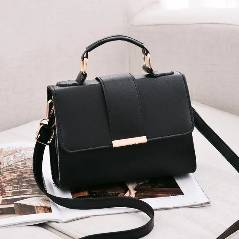 Women Basic Flap Design Solid Color PU Shoulder Bag