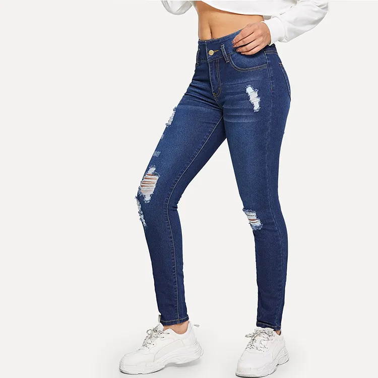 Women Spring Edgy Ripped Skinny Jeans