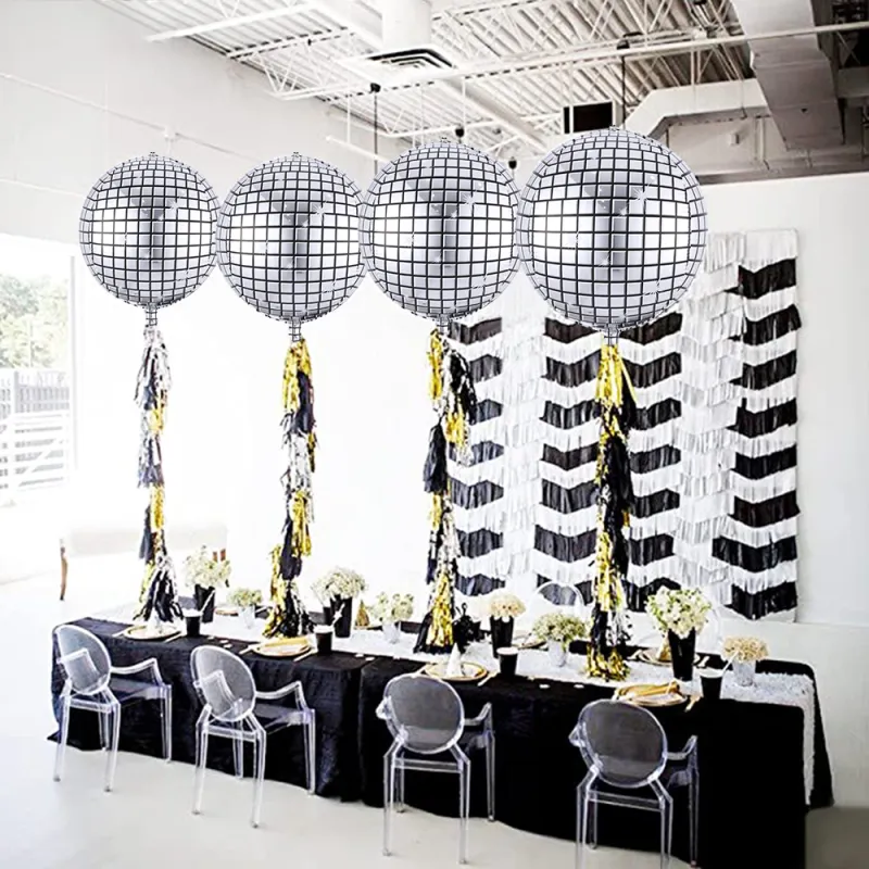 22Inch 4D Disco Wedding Birthday Popular Party Decor Rock And Roll Looks Round Cube Shaped Balloon
