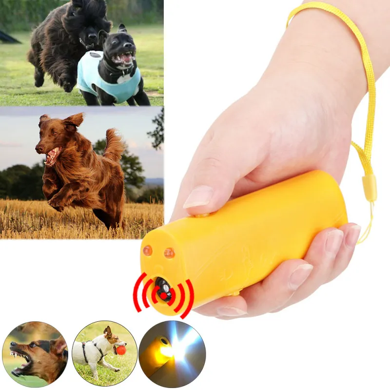 3 In 1 Ultrasonic Dog Repeller Anti Barking Training Device With LED Flashlight for Dogs