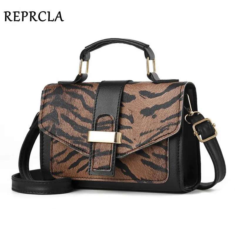 Women Vintage Flap Buckle Design Zebra Pattern PU Crossbody Shoulder Bag