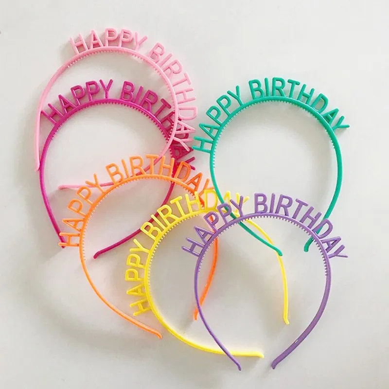 Kids Simple Solid Color Birthday Letters Plastic Hair Hoop Unisex Cartoon Headband