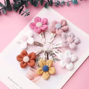 Kids Girls Cute Flower Corduroy Hair Clip Hair Accessory - Polyester Nylon Floral