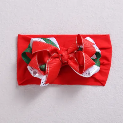 Unisex Kids Girls Color Block Multi-layer Bow Design Nylon Headband
