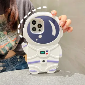 Caja de teléfono de silicona con forma de astronauta de dibujos animados lindo creativo