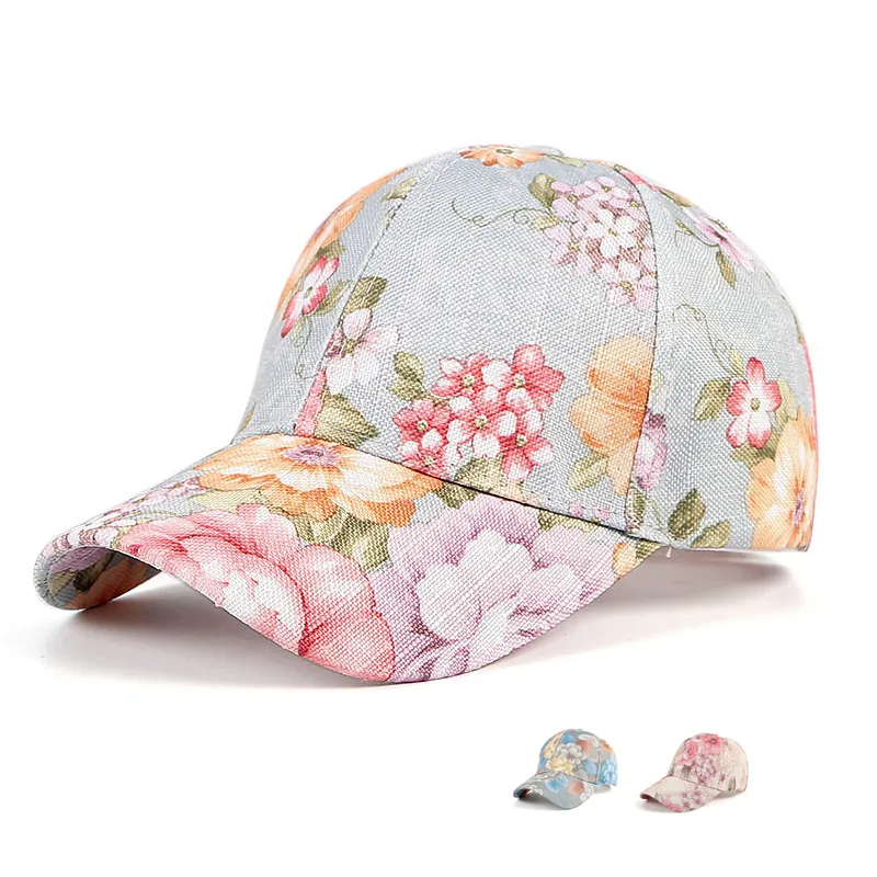 Women Outdoor Vintage Flower Printed Multicolor Adjustable Baseball Cap