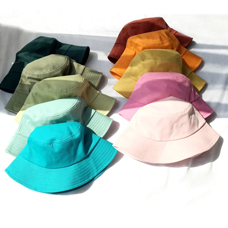 Unisex Simple Solid Color Cotton Sunscreen Bucket Hat