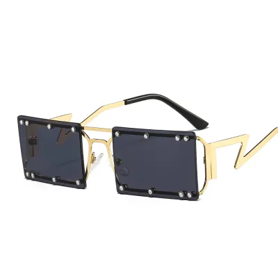 Women Classic Retro Rimless Design Small Rectangle Sunglasses