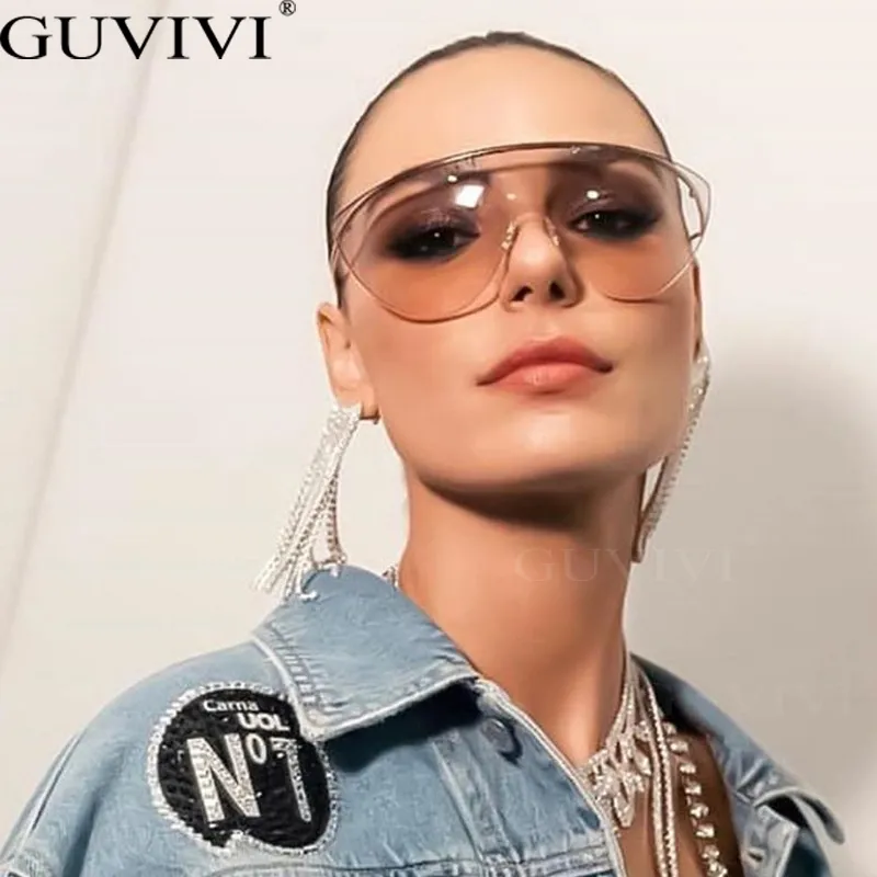 Unisex Punk Gradient Lens Oversized Frameless Sunglasses