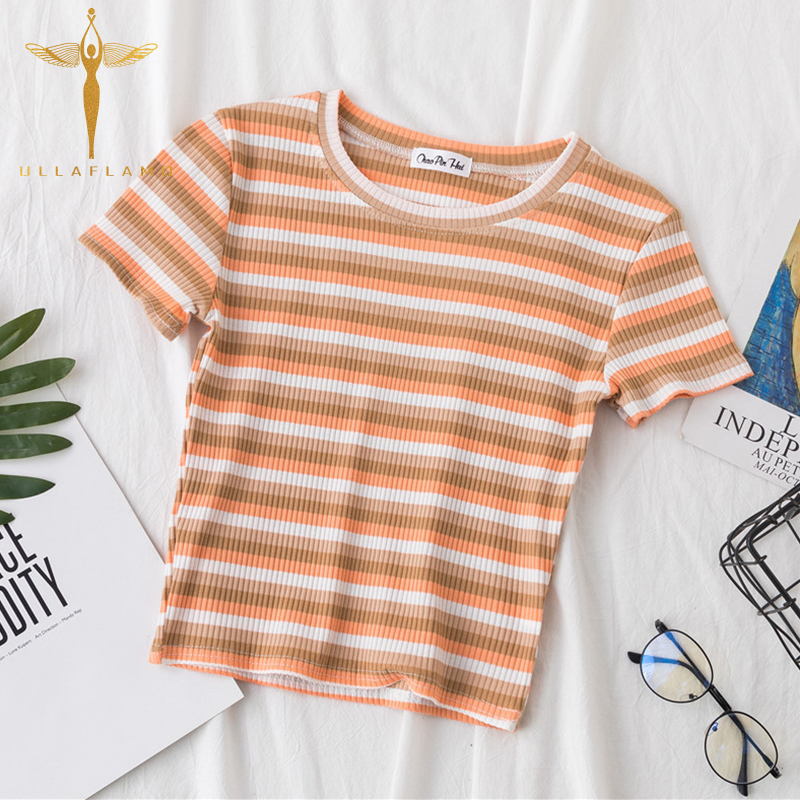 Wholesale Women Edgy Rainbow Striped Color Blocking Summer