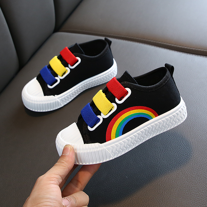 Wholesale Kids Casual Rainbow Print Elastic Breathable Sneakers