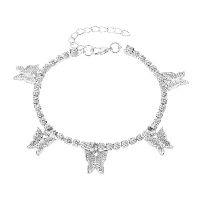 Women Exquisite Rhinestone Butterfly Pendant Alloy Anklet