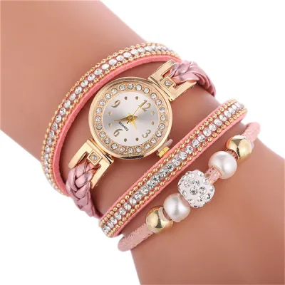 Women Vintage Rhinestone Decoration Bracelet Quartz Watch