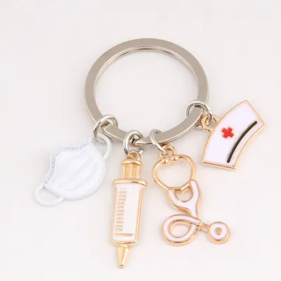 Creative Medical Tool And Nurse Hat Design Zinc Alloy Key Chain