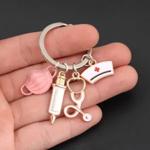 Creative Medical Tool And Nurse Hat Design Zinc Alloy Key Chain