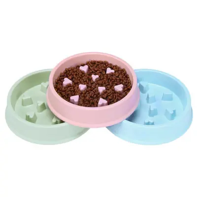 Pet Dog Bowl Slow Feeder Plastic Anti Choking Puppy Cat Dish Bowl