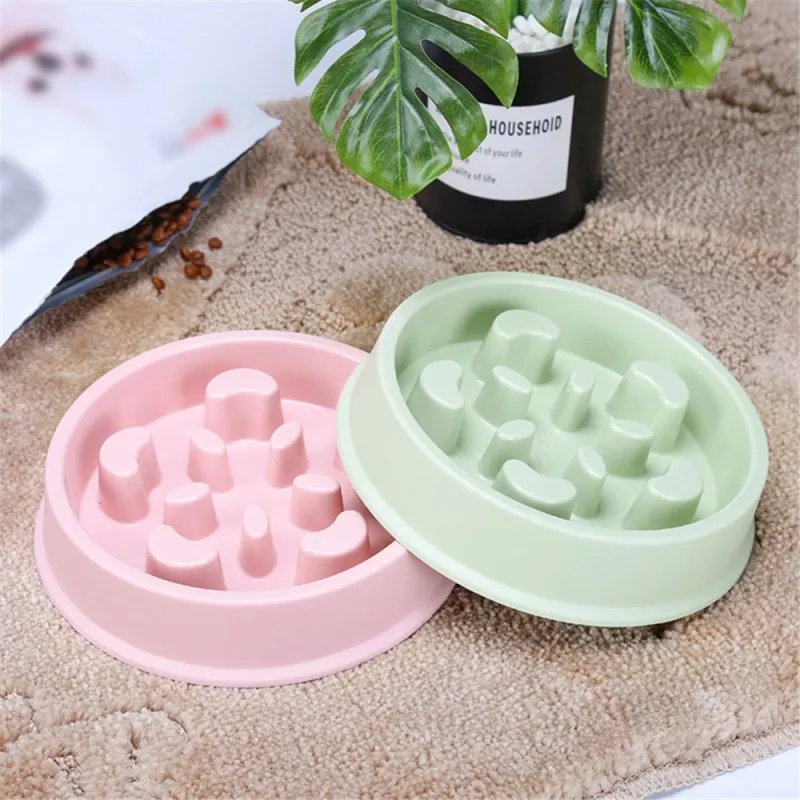 Pet Dog Bowl Slow Feeder Plastic Anti Choking Puppy Cat Dish Bowl