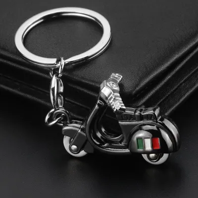 Men Punk Mini Motorcycle Shaped Pendant Metal Key Chain Silver