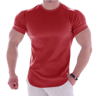 Men Sports Quick Dry Short-Sleeved T-Shirt Milk Fiber Running Basketball Training Tee