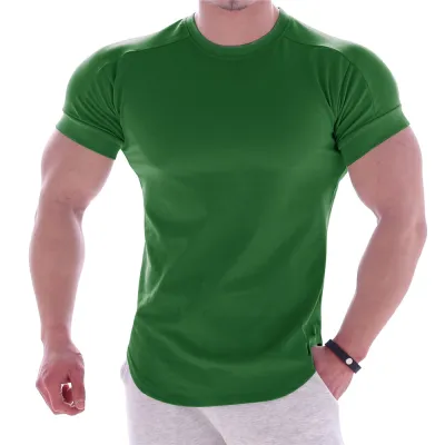 Men Sports Quick Dry Short-Sleeved T-Shirt Milk Fiber Running Basketball Training Tee