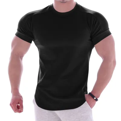 Men Sports Quick Dry Short-Sleeved T-Shirt Milk Fiber Running Basketball Training Tee