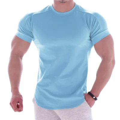 Men Sports Quick Dry Short-Sleeved T-Shirt Milk Fiber Running Basketball Training Tee