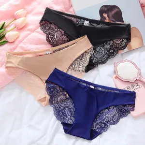 Women Sexy Lace Satin Breathable Comfortable Panty