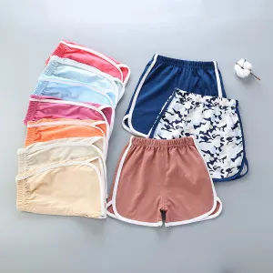 Kids Basic Elastic Cotton Casual Beach Shorts for Boys Summer Active Fit