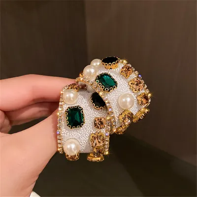Women Exaggerated Rhinestone Decoration 925 Silver Needle Dangle Earrings