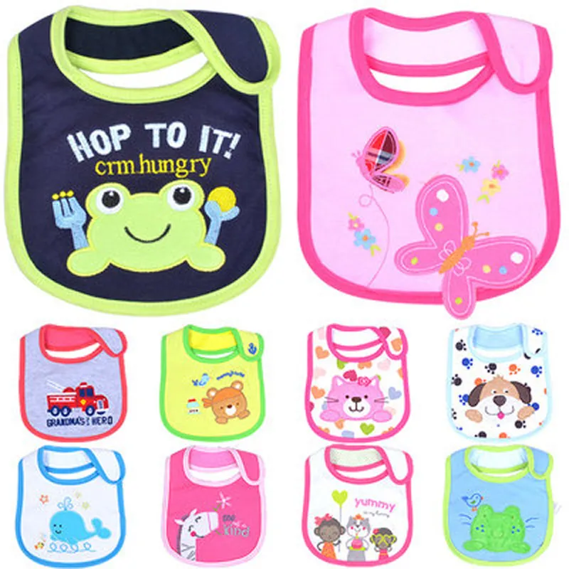 Kids Cute Cartoon Pattern Pure Cotton Three-layer Waterproof Bib Saliva Towel