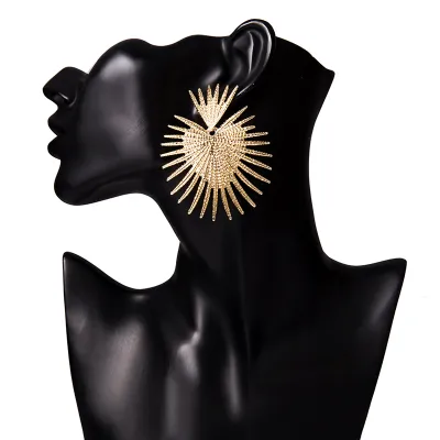 Women Exaggerated Heart Designer Big Drop Earrings Alloy Dangle