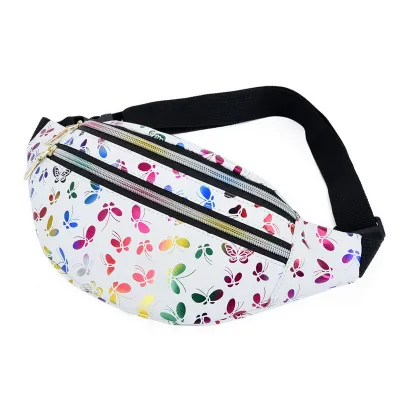 Kids Casual Colorful Butterfly Pattern Zipper Waist Bag