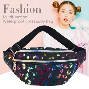 Kids Casual Colorful Butterfly Pattern Zipper Waist Bag