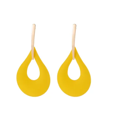 Women Exaggerated Solid Color Geometric Alloy Drop Earrings