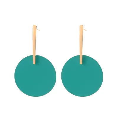 Women Exaggerated Solid Color Geometric Alloy Drop Earrings