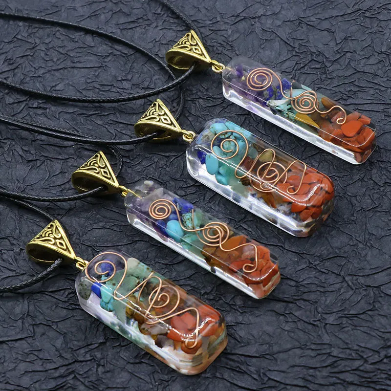 Unisex Vintage Colorful Agate Pendant Necklace