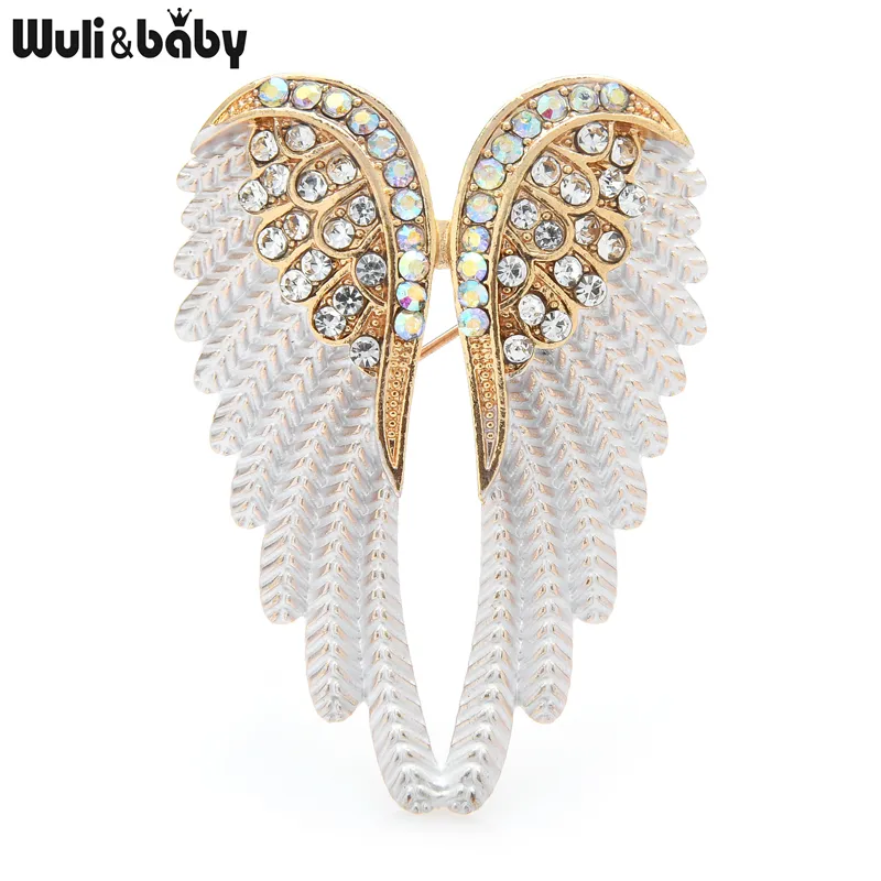 Unisex Classic Rhinestone Angel Wings Shaped Alloy Brooch