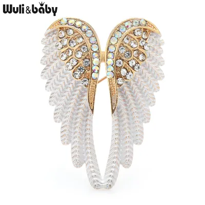 Unisex Classic Rhinestone Angel Wings Shaped Alloy Brooch