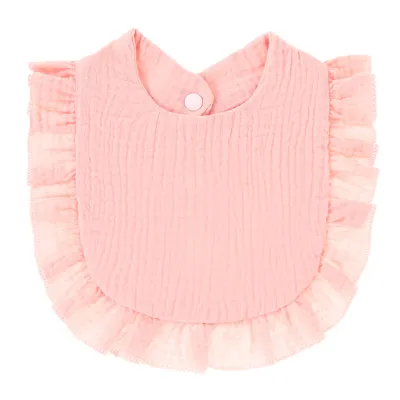 Baby Simple Solid Color Ruffle Cotton Bib for Unisex Kids Accessories Pure Cotton Drool Bib