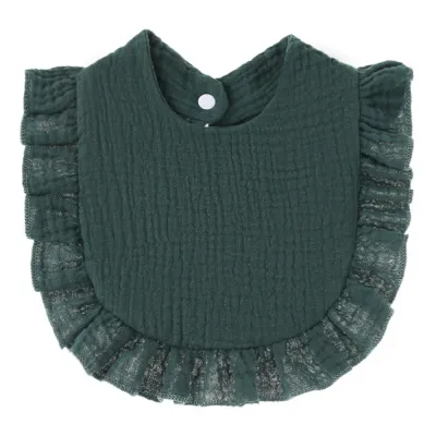 Baby Simple Solid Color Ruffle Cotton Bib for Unisex Kids Accessories Pure Cotton Drool Bib