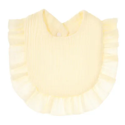 Baby Simple Solid Color Ruffle Cotton Bib for Unisex Kids Accessories Pure Cotton Drool Bib