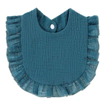 Baby Simple Solid Color Ruffle Cotton Bib for Unisex Kids Accessories Pure Cotton Drool Bib